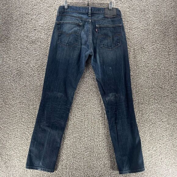 Levis Jeans Mens 34x32 Blue Denim Pants 511 Straight Dark Wash Cotton Adult Logo - Picture 6 of 11